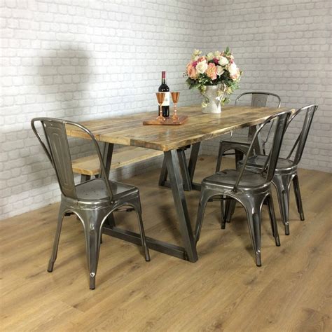 rustic wood metal dining table